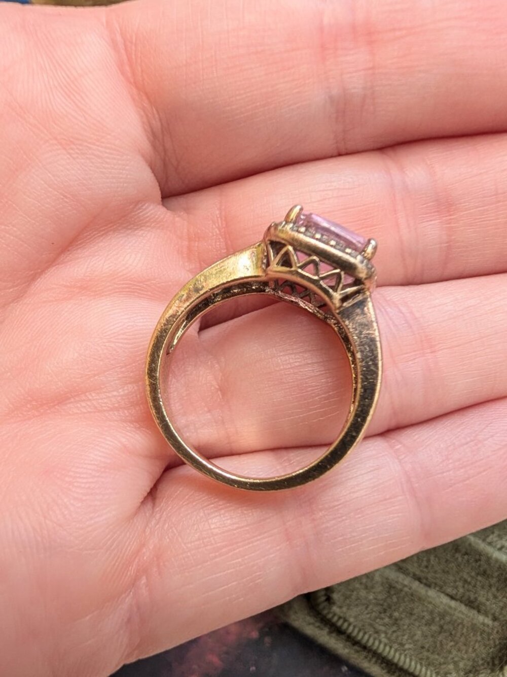 Vintage Sparkling Princess Cut Pink & Clear CZ Sterling Silver Ring, Size 8 - Picture 10 of 16